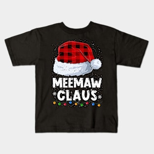 Meemaw Claus Red Plaid Christmas Santa Family Matching Pajama Kids T-Shirt